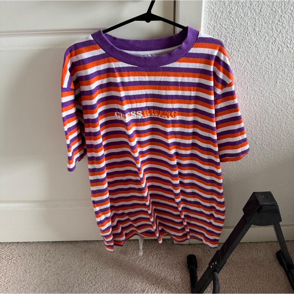 Guess X 88 Rising Striped Retro Style Tshirt Medium GUC Unisex